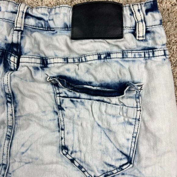 RUE 21 PREMIUM SHORTS MEN 38 Jean Short Supreme Flex Jorts White Blue Distressed - Picture 7 of 8